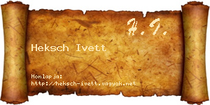 Heksch Ivett névjegykártya